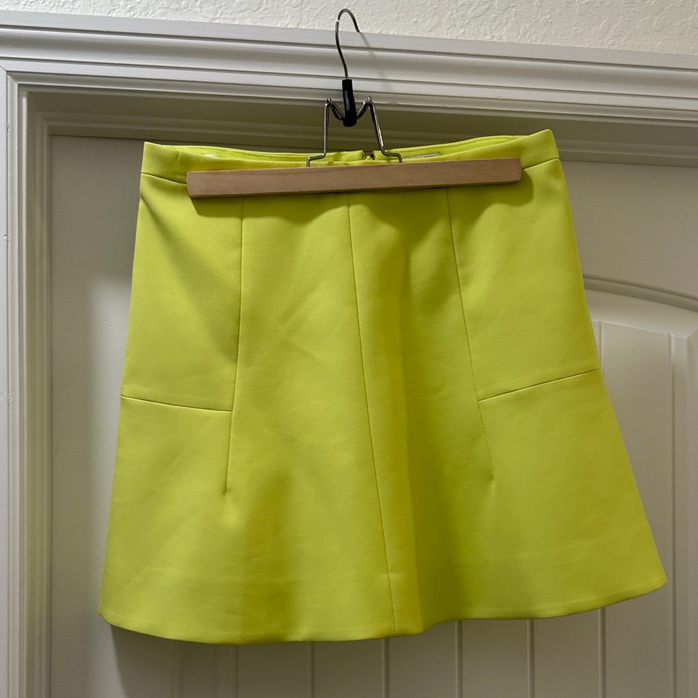 J. Crew Bright Yellow Fluted Flare Double Crepe High Waist Skirt